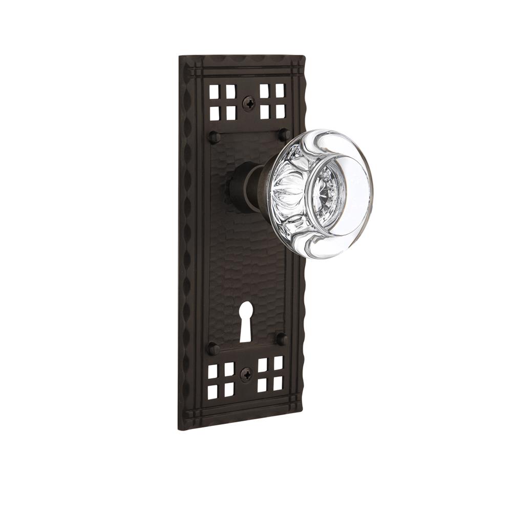 Nostalgic Warehouse CRARCC Mortise Craftsman Plate with Round Clear Crystal Knob and Keyhole in Oil